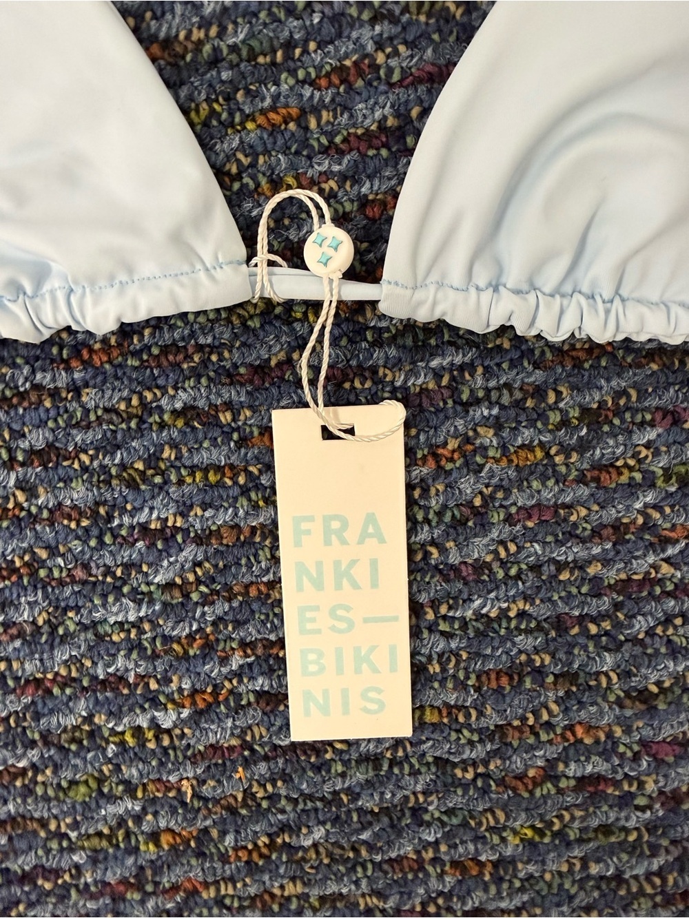 NWT Frankies Bikinis Nick Triangle Bikini Top Ash Blue Small MSRP $70 - Picture 4 of 7